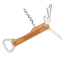 Pinot Bamboo Corkscrew Wine Bottle Opener Multi - Tool