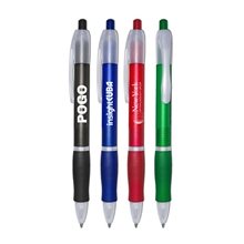 Pogo Retractable Ball Point Pen With Colored Barrel Rubber Grip
