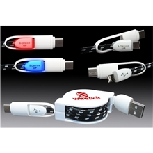Retract - it Type C Lighted 3- in -1 Charging Cable