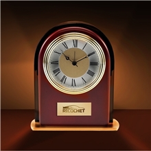 Rosewood and Black Glass Arch Clock