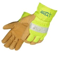 Safety Lime Grain Pigskin Thermo Lined Driver / Work Gloves