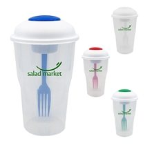 Salad Shaker Container with Fork and Dressing Container