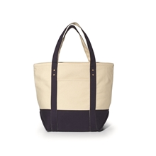 Seaside Zippered Cotton Tote Bag - Navy Blue