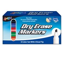 Set Of 8 Chisel Tip Dry Erase Markers / Box - Assorted - USA Made