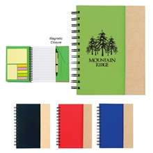 spiral notebook with sticky notes and flags