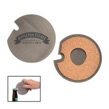 Stainless Steel Coaster with Cork Base and Bottle Opener
