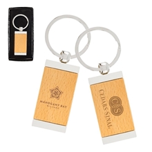 Sterling Silver Plated Bamboo Rectangle Keyring