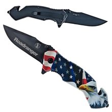 Survival Rescue Knife with US Flag Eagle Handle