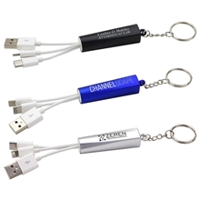 Trey 3- in -1 Light - Up Charging Cable with Keychain