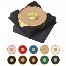 Two Leather Coasters in Deluxe Black Flocked Gift Box