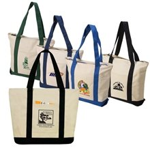 Two - Tone Zippered Canvas Boat Tote