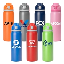 two - toned 27 oz stainless steel pop straw bottle
