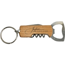 Wood Bottle Opener Keychain Bottle Opener Corkscrew Combo