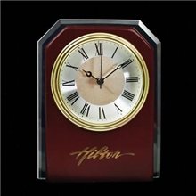 Wood Clock With Glass Trim