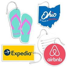 XL Full Color Shaped Bag Tag w / Clear Loop
