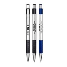 Zebra Stainless Steel Retractable Ball Point Pen With Textured Grip