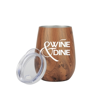 10 oz Vacuum Insulated Stainless Steel Wood Tone Stemless Wine Glass $11.17