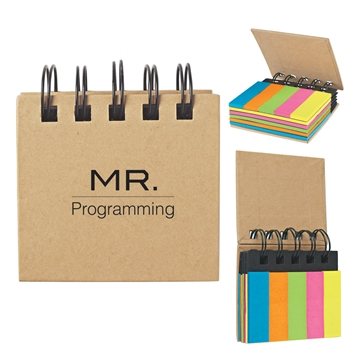 Spiral Book With Sticky Notes And Flags