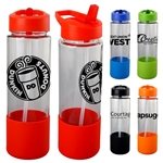 Printed Halcyon Frosted Glass Bottles with Screw-On Lid (20 Oz.)