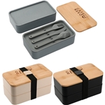 Promotional Wheat Straw Bento Box With Bamboo Lid $7.33