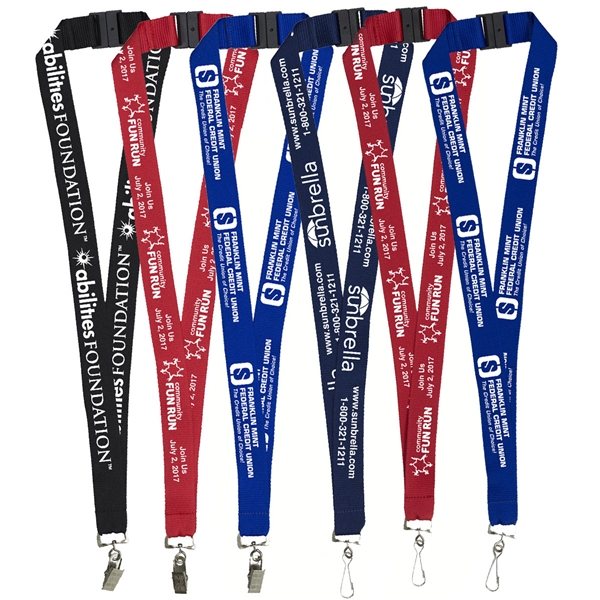 1 Silkscreen Lanyard with FREE Breakaway Safety Release and optional Swivel or Bulldog Clip