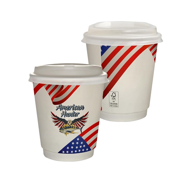 10 oz Full Color Patriotic Insulated Paper Cup With Lid