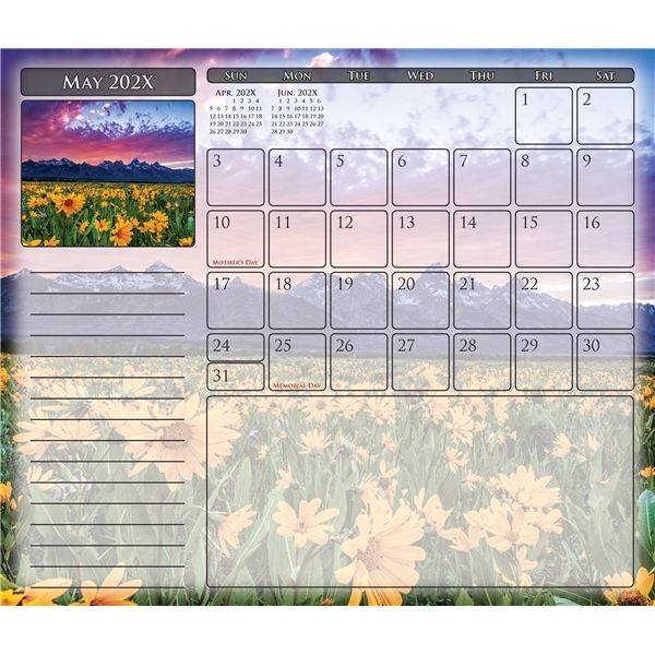 12 Month MousePaper Calendar, 7 1/4 x 8 1/2 Landscape