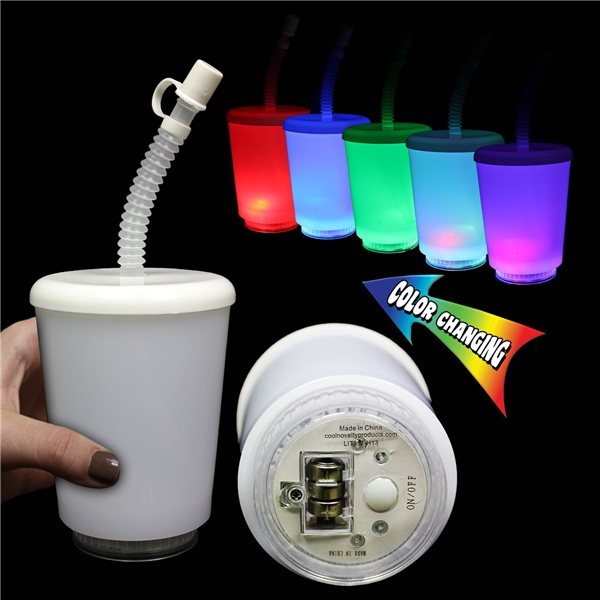 12 oz LED Cup with Lid and Straw