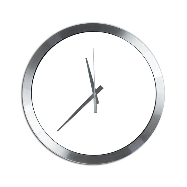 14 Brushed Metal Wall Clock with Glass Lens