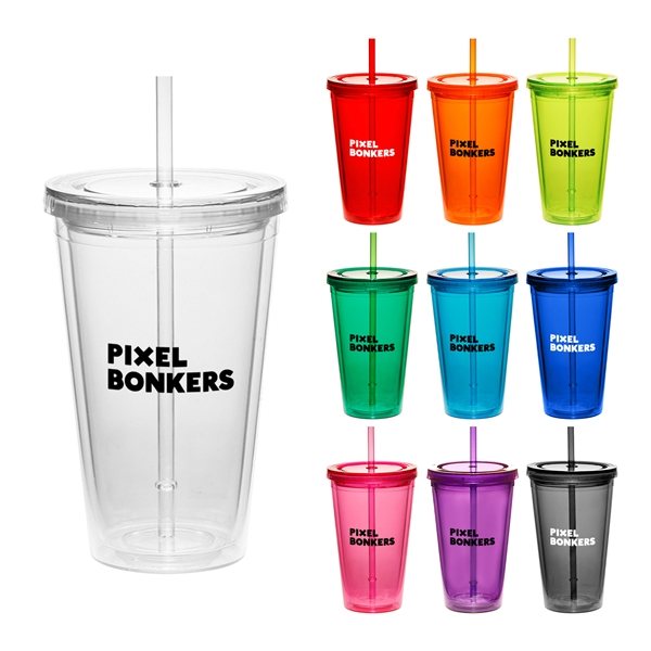 Promotional Cups with Straw (16 Oz.), Drinkware & Barware