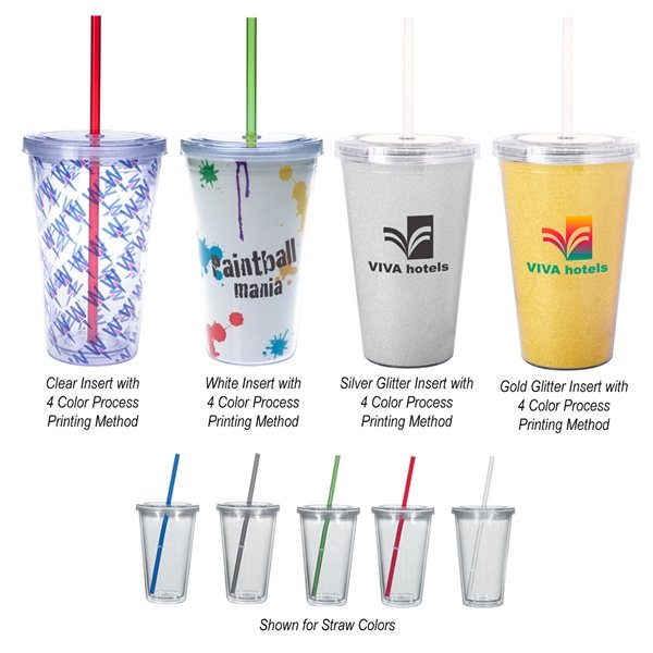 16 oz Double Wall Acrylic Tumbler With Insert