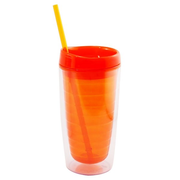 Insulated Acrylic Tumbler with Lid and Straw, 16 oz double walled