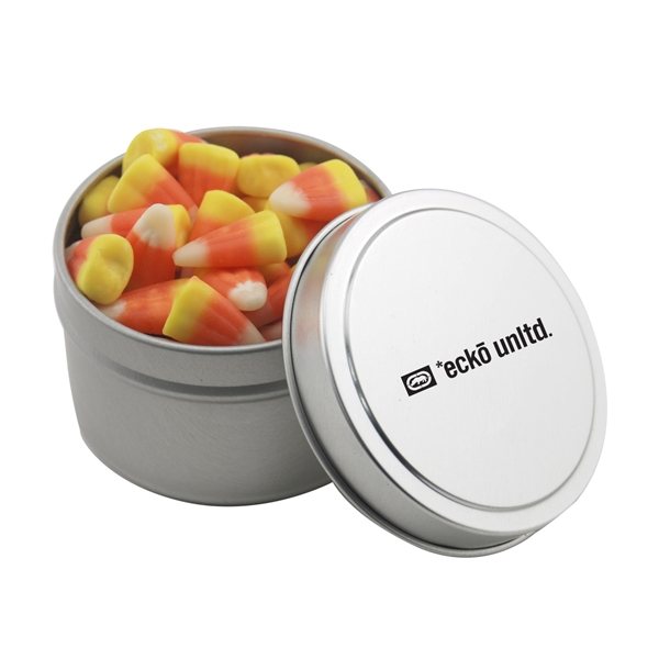2 3/4 Round Tin with Candy Corn