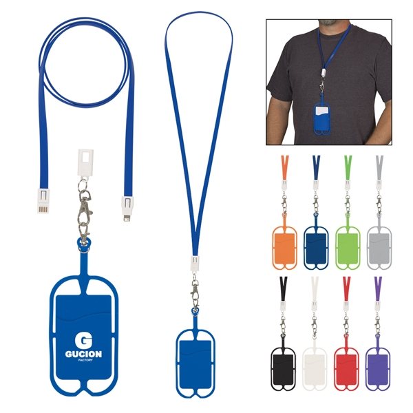 2- In -1 Charging Cable Lanyard With Phone Holder Wallet
