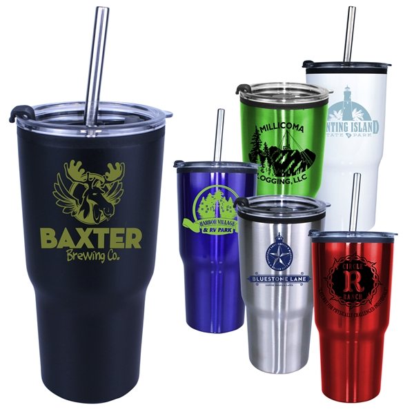 20 oz Ares Tumbler with Stainless Straw / Flip Top Lid