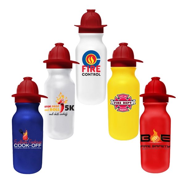 20 oz Value Cycle Bottle with Fire Helmet Push n Pull Cap, Full Color Digital