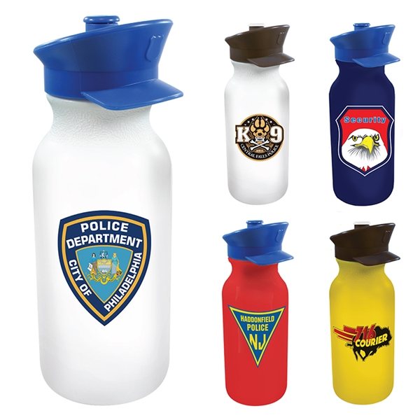 20 oz Value Cycle Bottle with Police Hat Push n Pull Cap, Full Color Digital