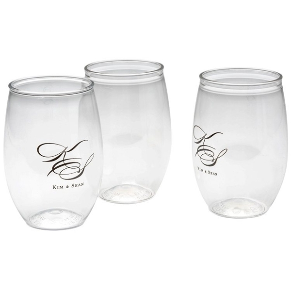 Promotional 16 oz Plastic Stemless Wine Glass