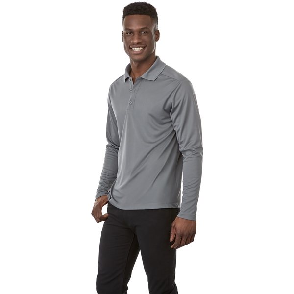aerial view a group of mens mori long sleeve performance polo, image 3 of 3