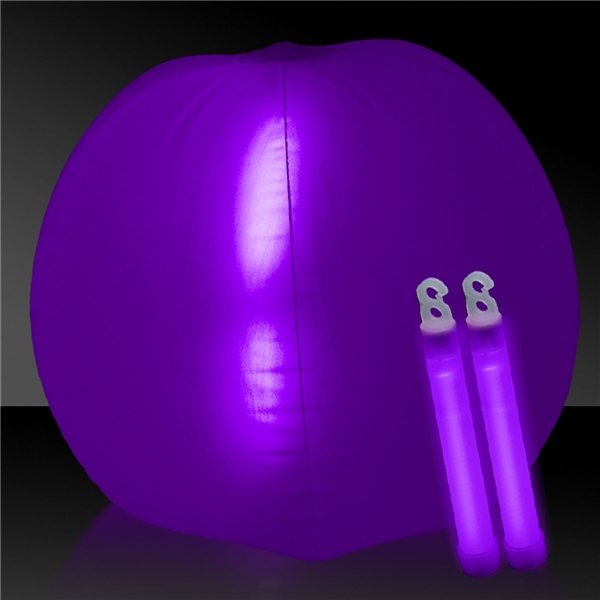 24 Inch Inflatable Beach Ball with two 6 Inch Glow Sticks - Purple