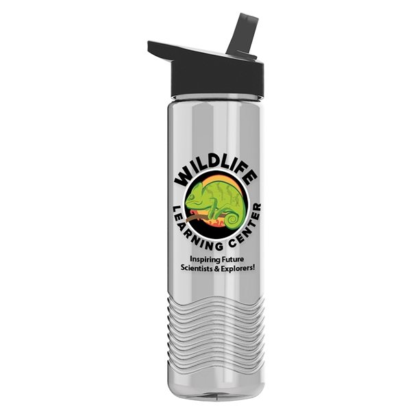 Reusable Water Bottle with Flip Straw 24oz - clear/royal