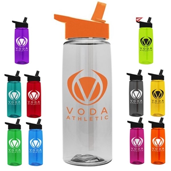 Promotional 26 oz Flair Water Bottle with Flip Straw Lid - Made with Tritan