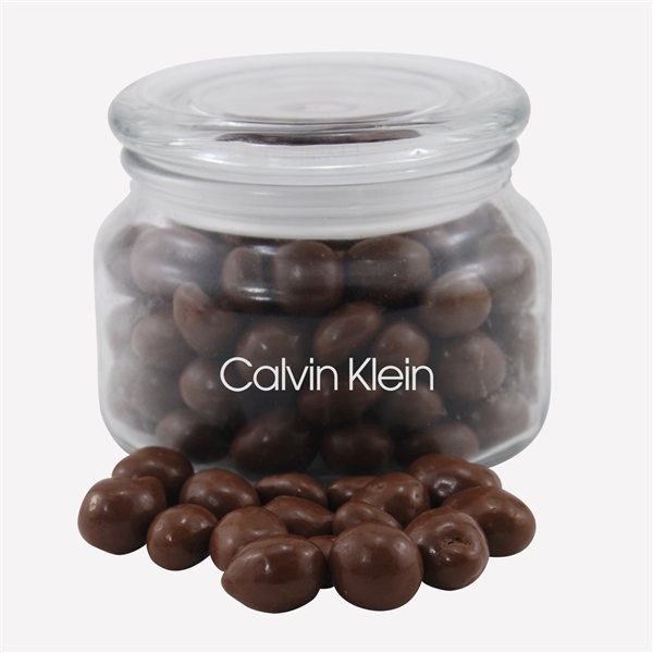 3 1/4 Round Glass Jar with Chocolate Covered Peanuts