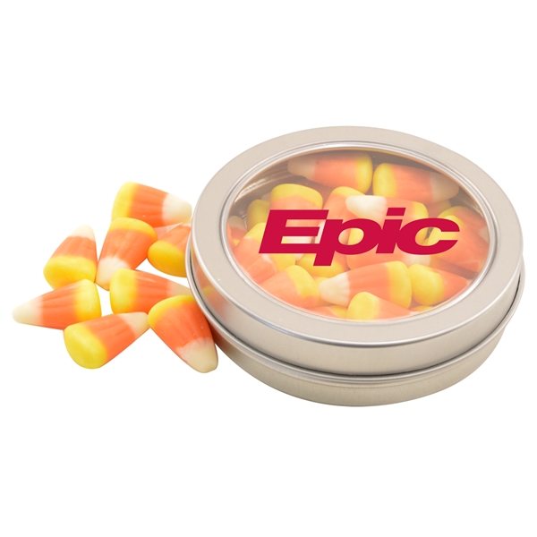 3 1/4 Round Tin with Candy Corn