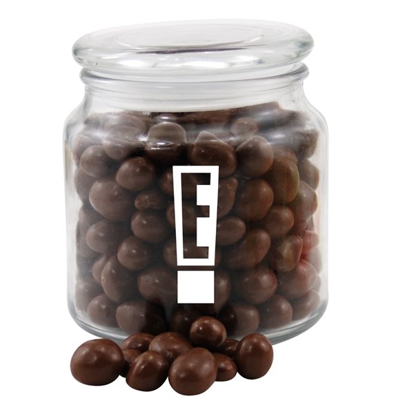 3 3/4 Round Glass Jar with Chocolate Covered Peanuts
