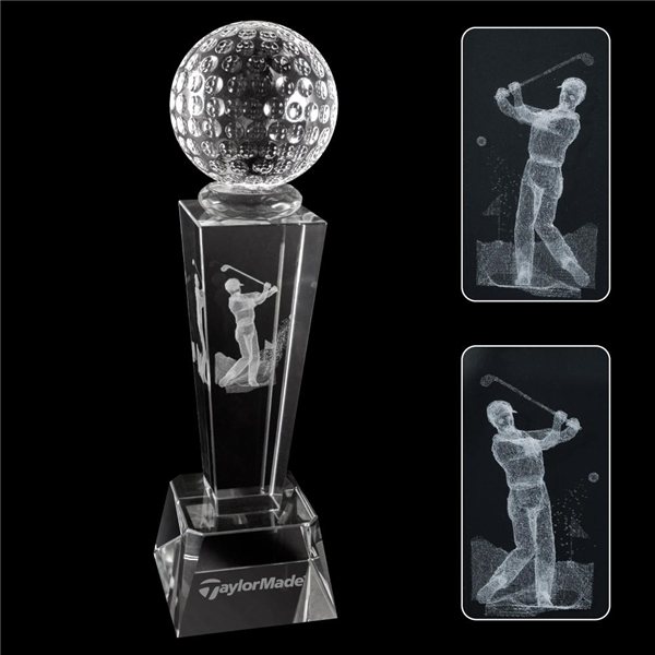 3- D Crystal Sports Trophy - Golf