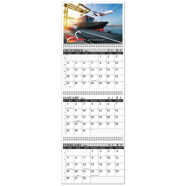 Promotional 3 Month View Budget Full Color Wall Calendar
