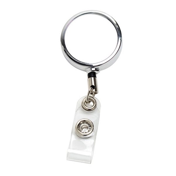 30 Cord Chrome Solid Metal Retractable Badge Reel and Badge Holder with Laser Imprint Only