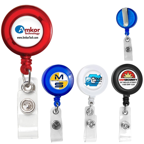 Promotional 30 Cord Round Retractable Badge Reel with Metal Slip Clip  Backing And Badge Holder $1.08