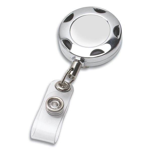 32 Cord Round Chrome Solid Metal Sport Retractable Badge Reel and Badge Holder